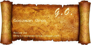 Goszman Oros névjegykártya